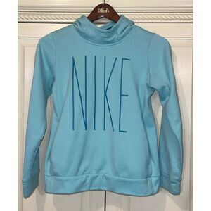 Nike Sweatshirt Girls XL Aqua Blue Hoody Long Sleeve PE School‎ Kangaroo Pocket